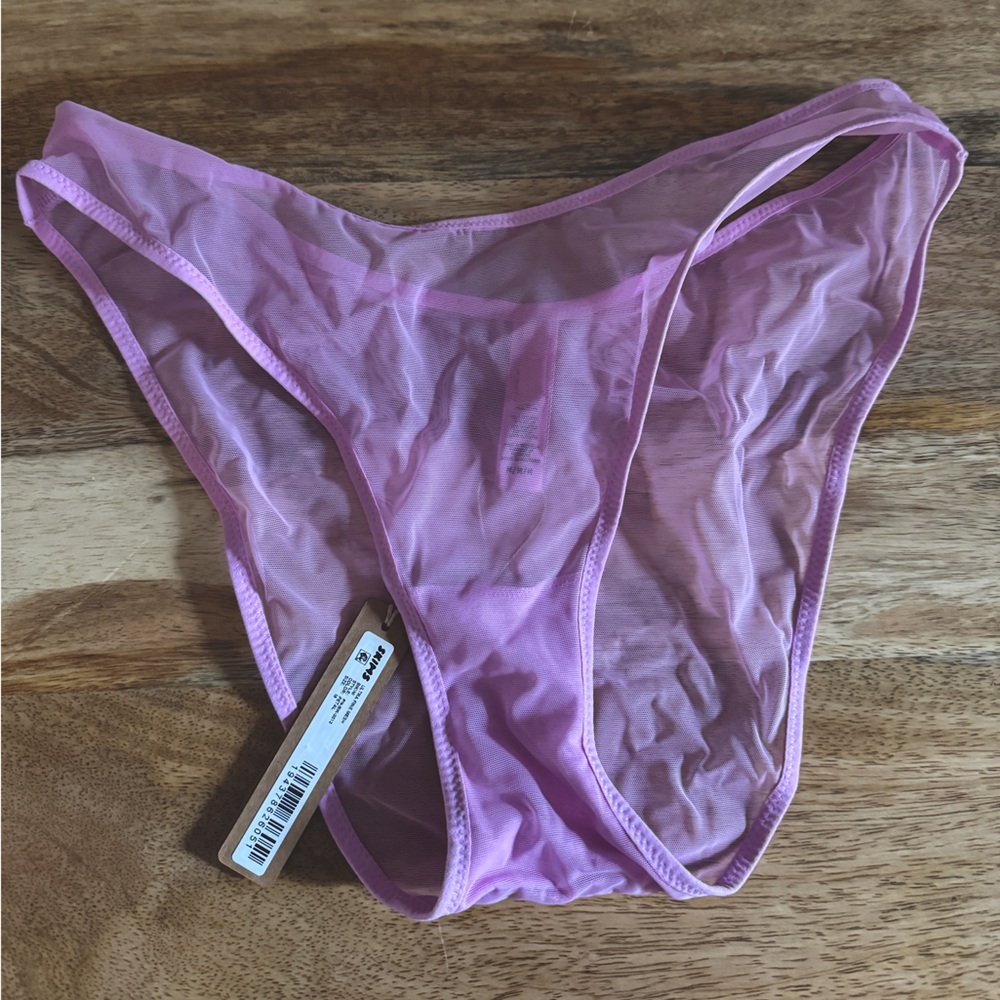 Pink SKIMS ultra fine mesh brief panties NWT